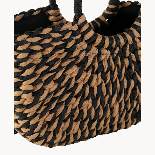 Sac à main en fibre naturelle avec fermeture éclair couleur tostadо