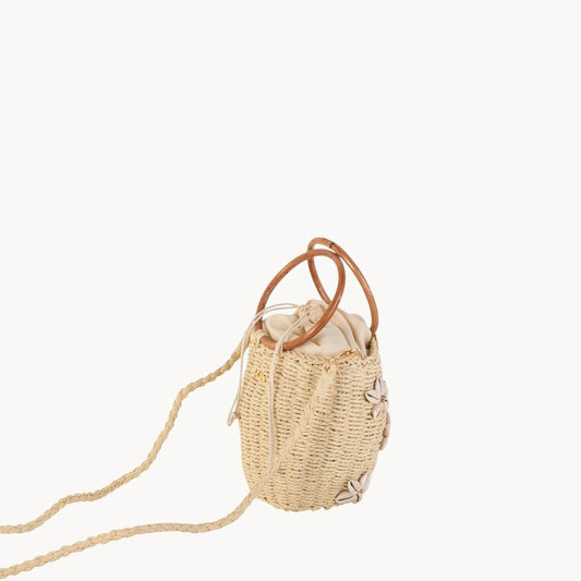 Sac à main naturel avec fermeture à cordon
