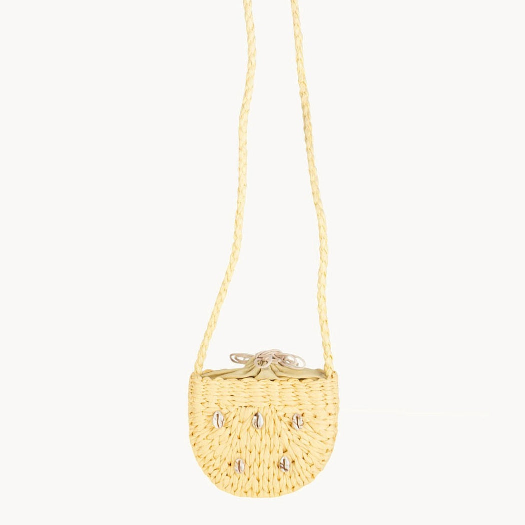 Sac bandoulière enfant en fibre naturelle jaune