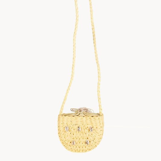Sac bandoulière enfant en fibre naturelle jaune