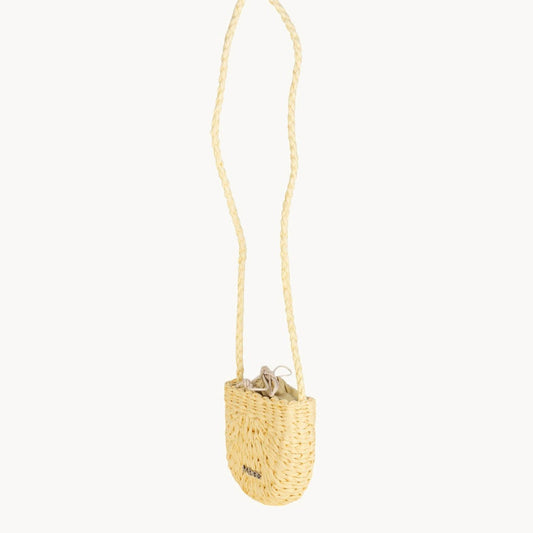Sac bandoulière enfant en fibre naturelle jaune