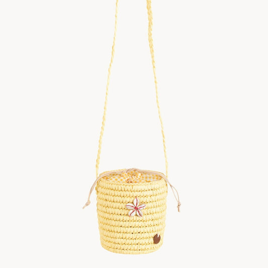 Sac bandoulière seau en fibre naturelle pour fille - couleur jaune