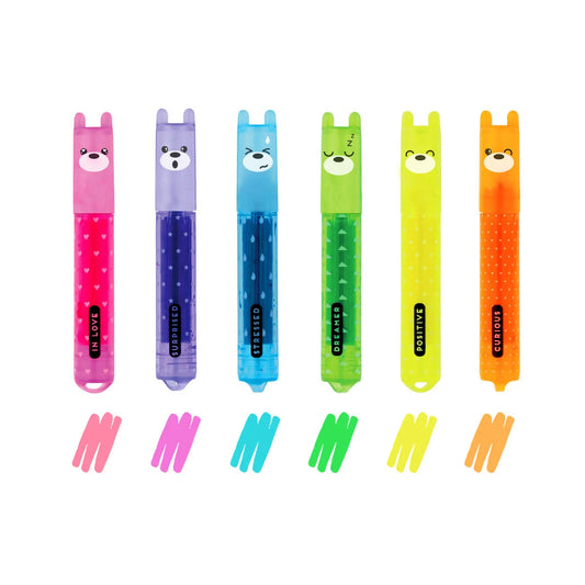 Set de 6 Mini Surligneurs Ours - Teddy’s Mood