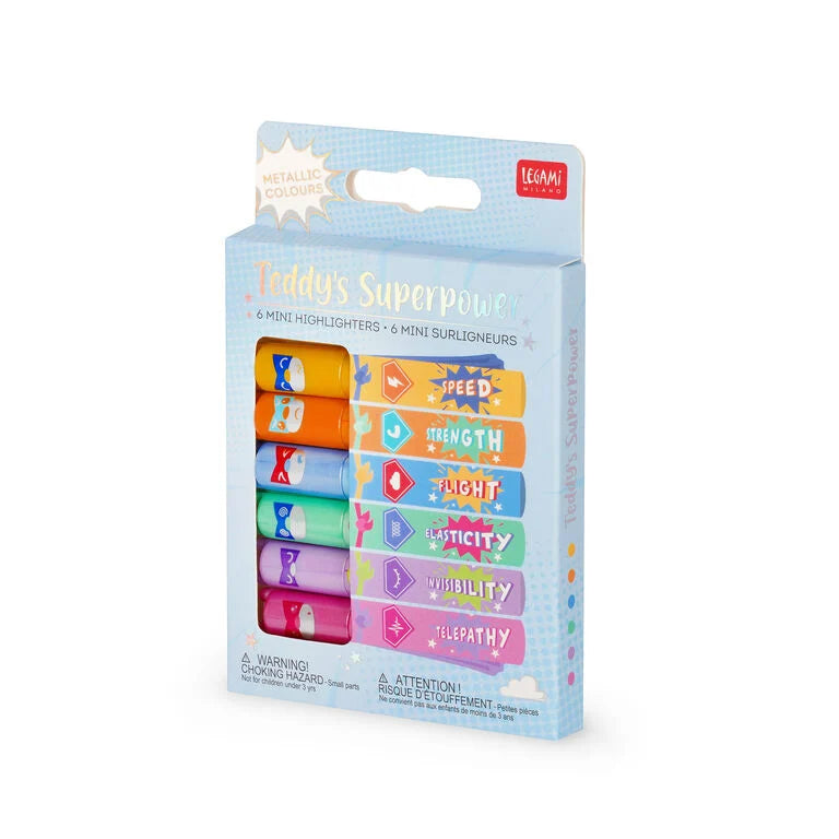 Set de 6 Mini Surligneurs Ours - Teddy’s Superpower