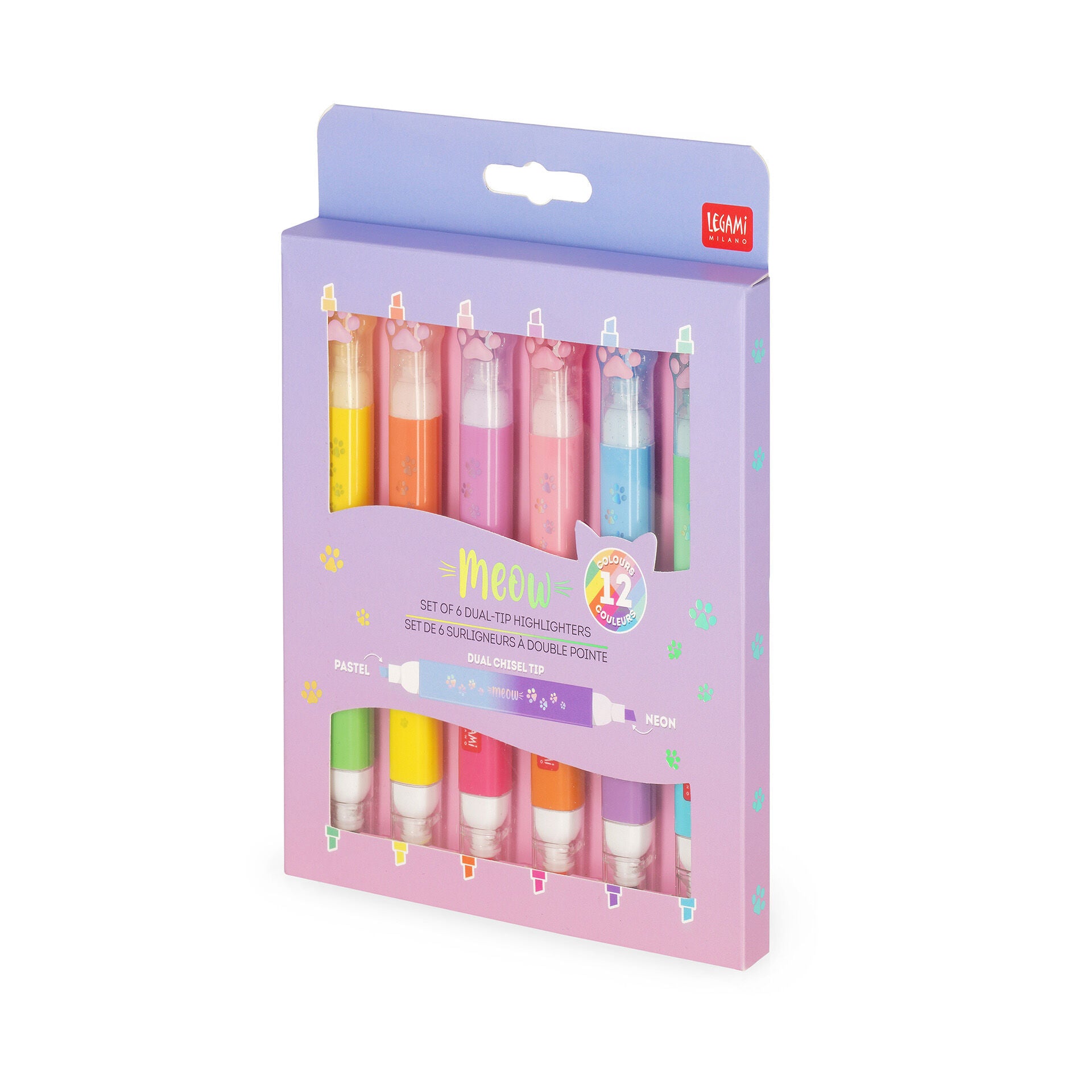 Set de 6 surligneurs à double pointe Kitty