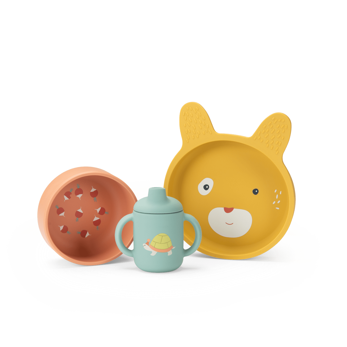 Set vaisselle silicone Trois petits lapins