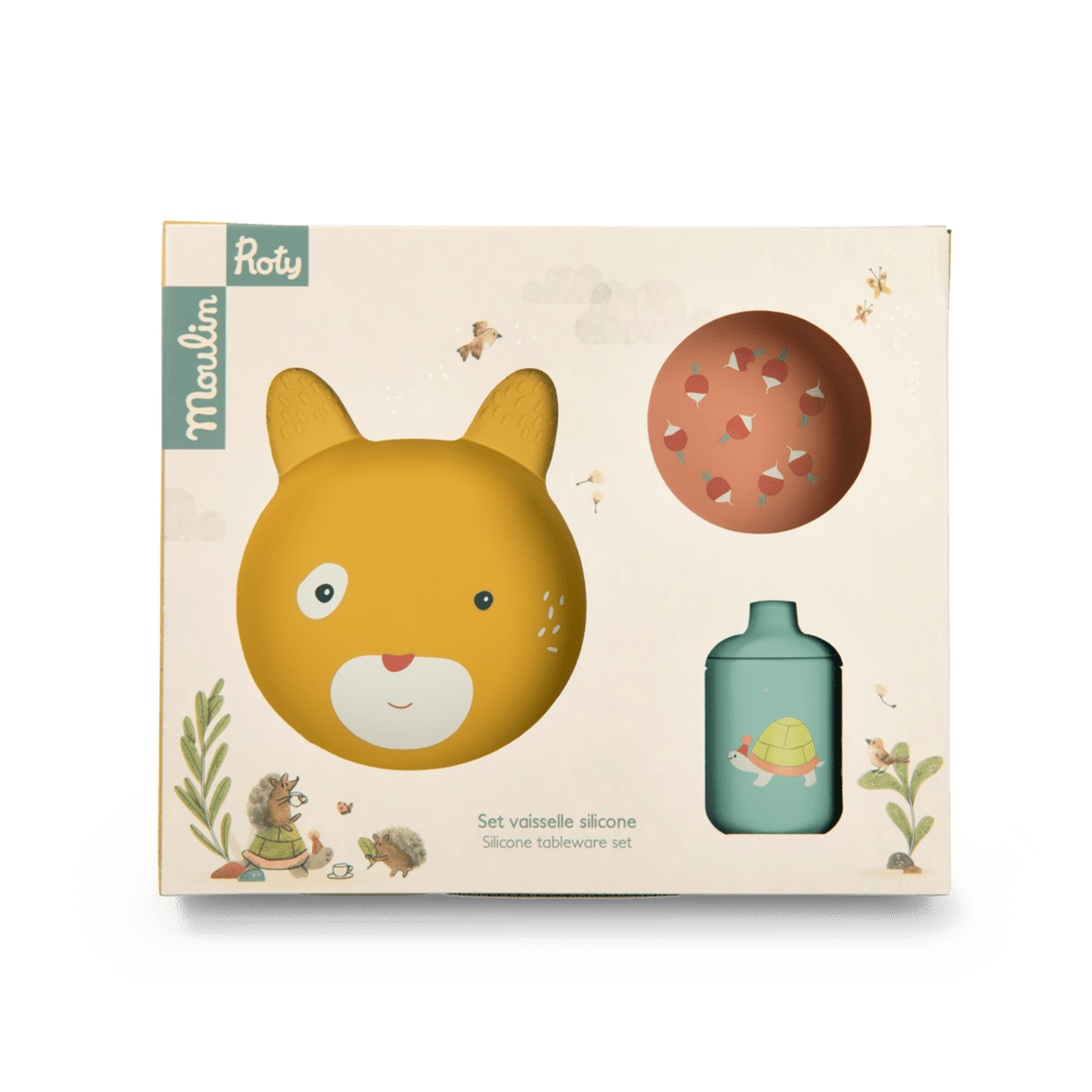 Set vaisselle silicone Trois petits lapins