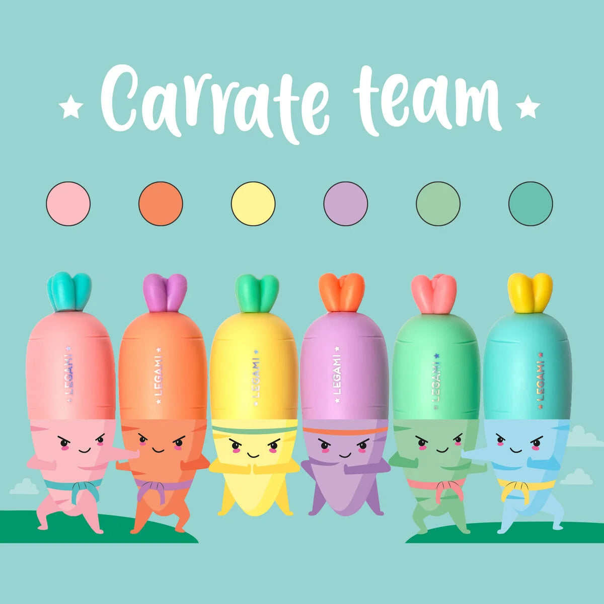 Set de 6 Mini Surligneurs - Carotte Team