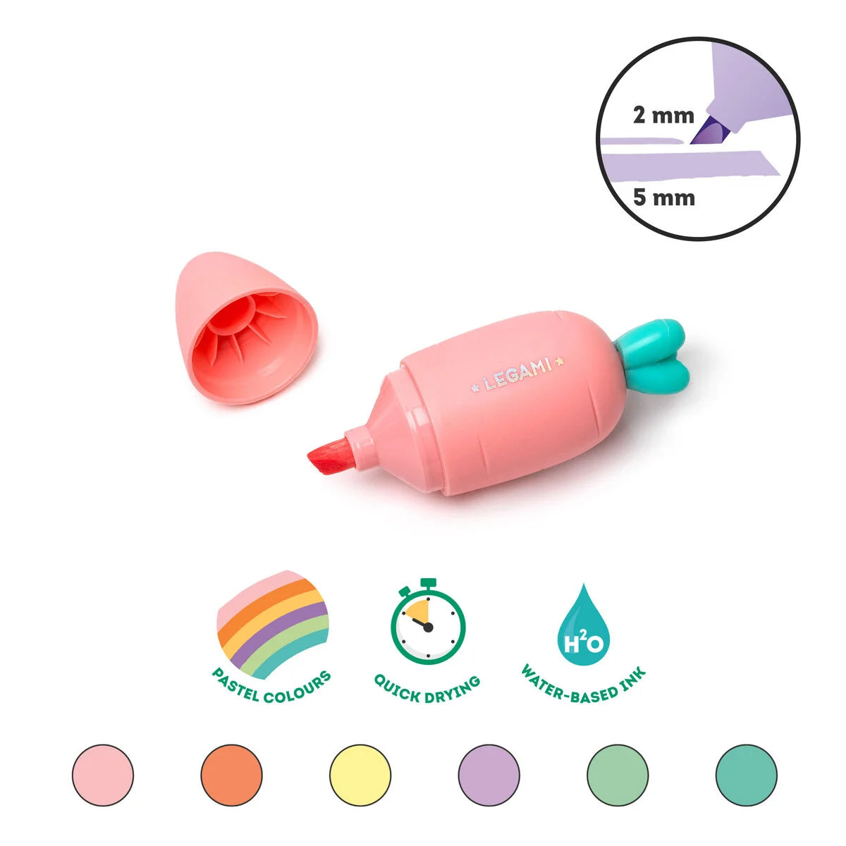 Set de 6 Mini Surligneurs - Carotte Team