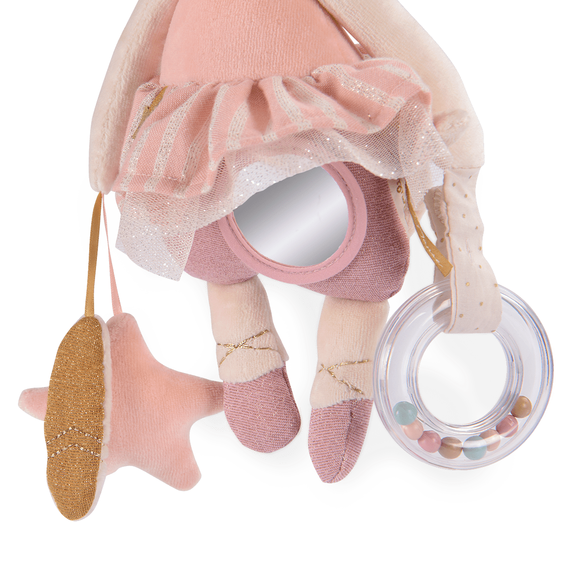 Pink ballerina mouse toy mirror detail under tutu