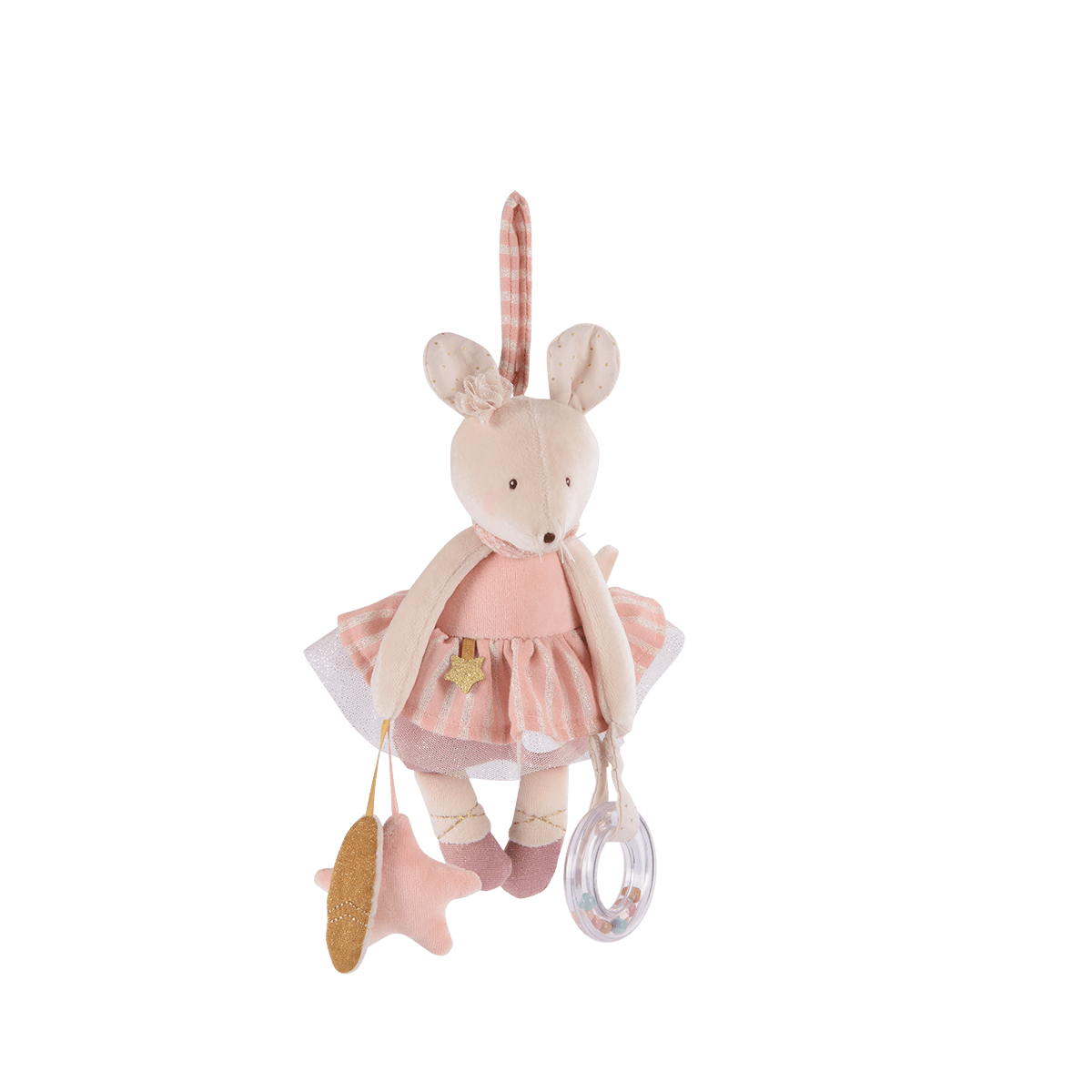 Moulin Roty hanging plush mouse activity toy
