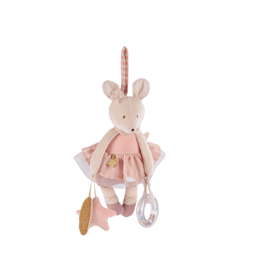 Moulin Roty hanging plush mouse activity toy