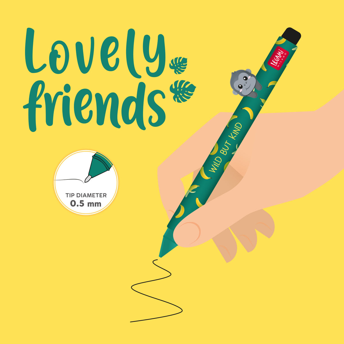 Stylo Gel Legami Lovely Friends Pointe 0,5 mm et Encre Noire