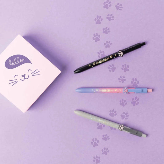 Stylo à Bille thème Chaton - Encre bleue - Meow