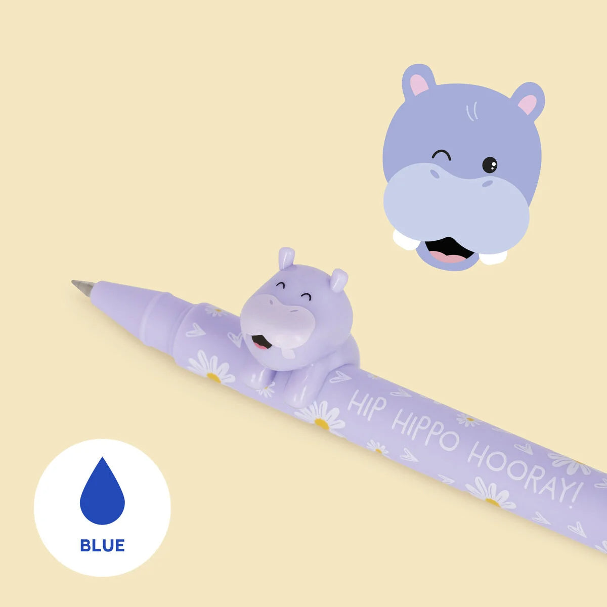 Stylo à Encre Gel avec Animal Décoratif Hippo « Hip Hippo Hooray » - Lovely Friends