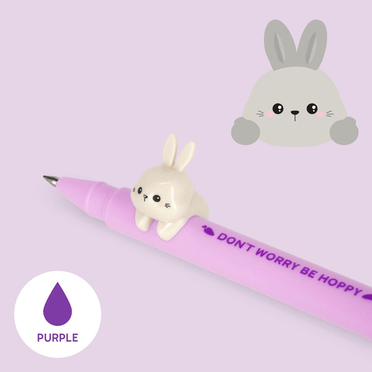 Stylo à Encre Gel avec Animal Décoratif Lapin « Don't Worry Be Hoppy » - Lovely Friends