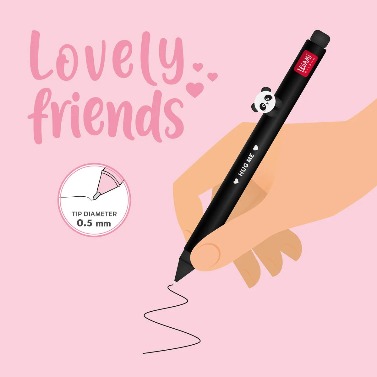 Stylo à Encre Gel avec Animal Décoratif Panda « Hug me » - Lovely Friends