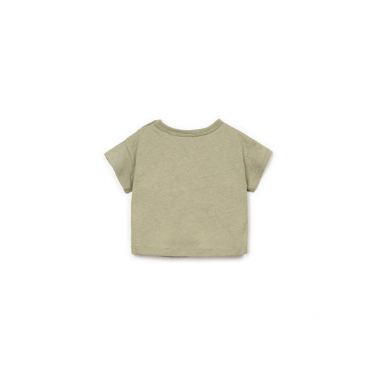 T-shirt en coton et lin kaki