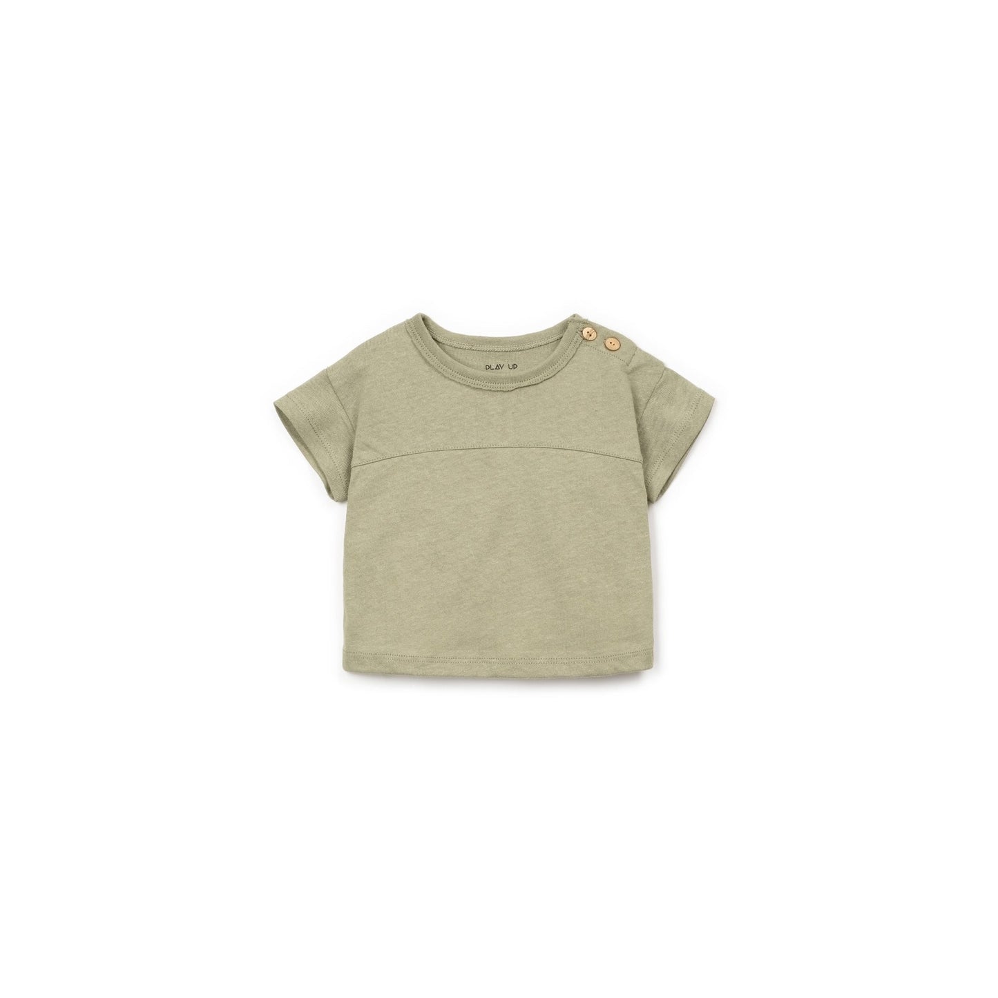 T-shirt en coton et lin kaki