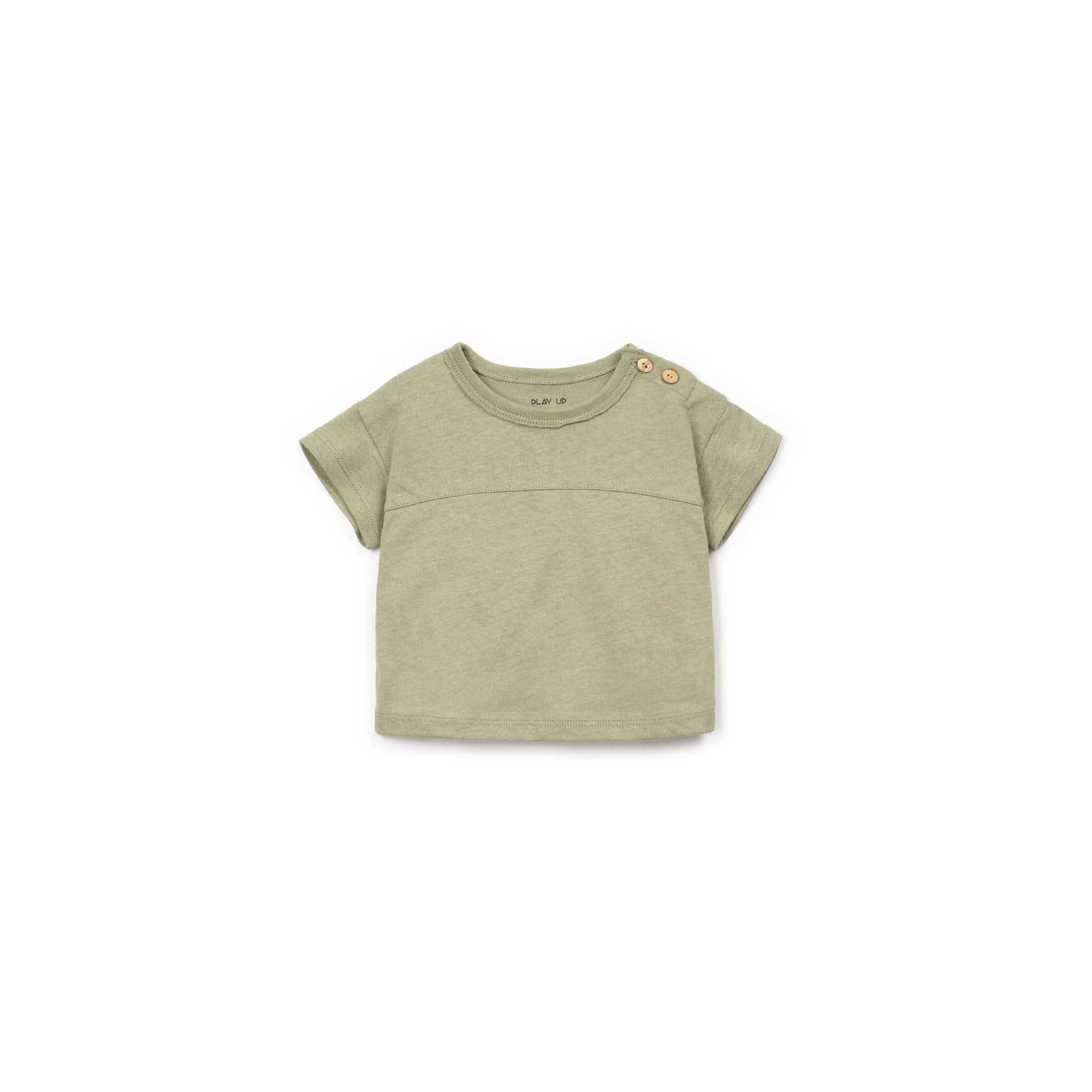 T-shirt en coton et lin kaki