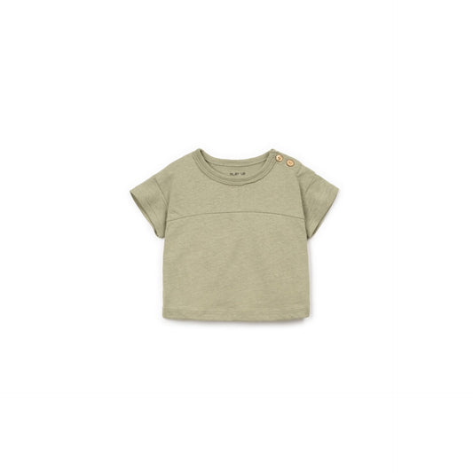 T-shirt en coton et lin kaki