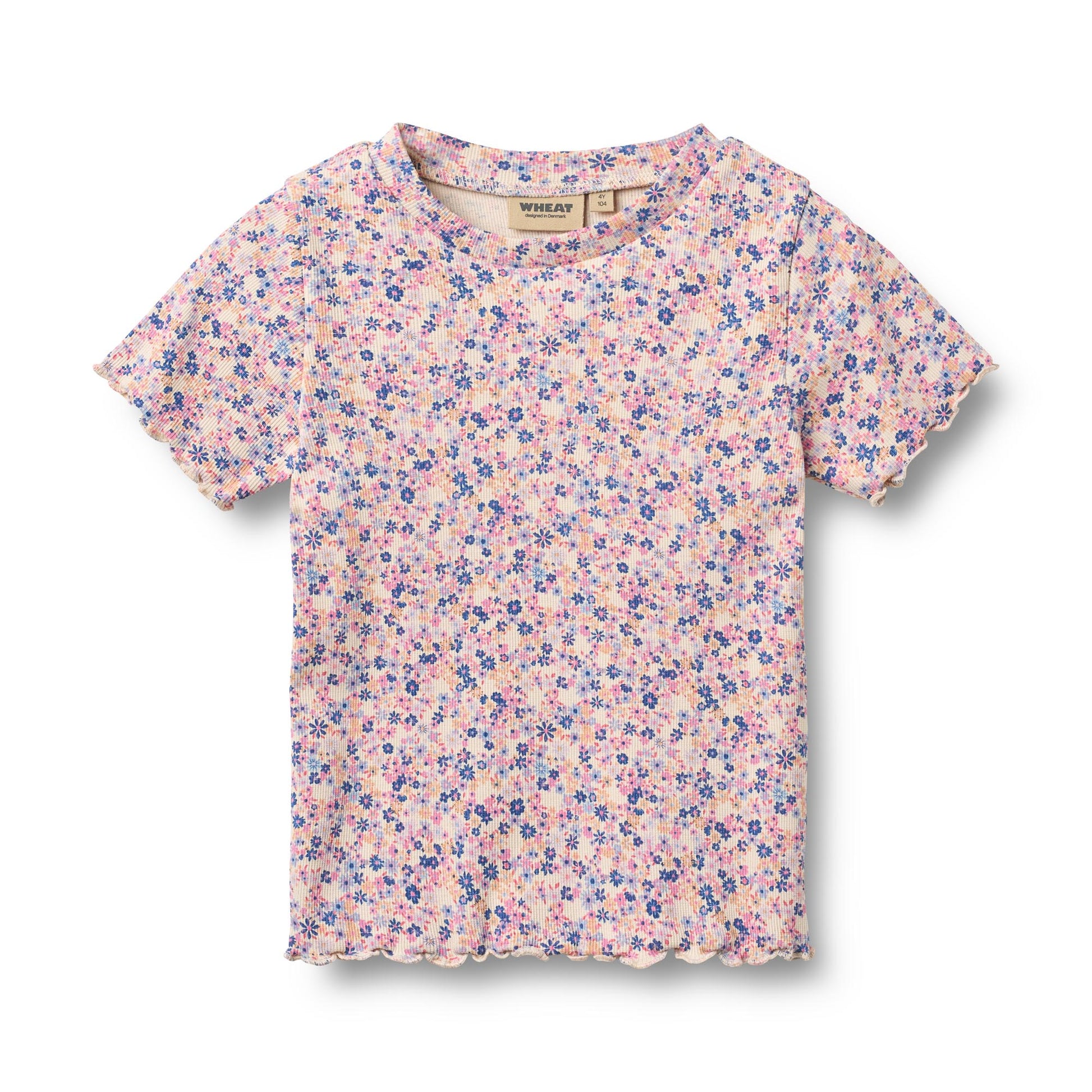 T-shirts côtelés manches courtes avec imprimé signature pour enfant