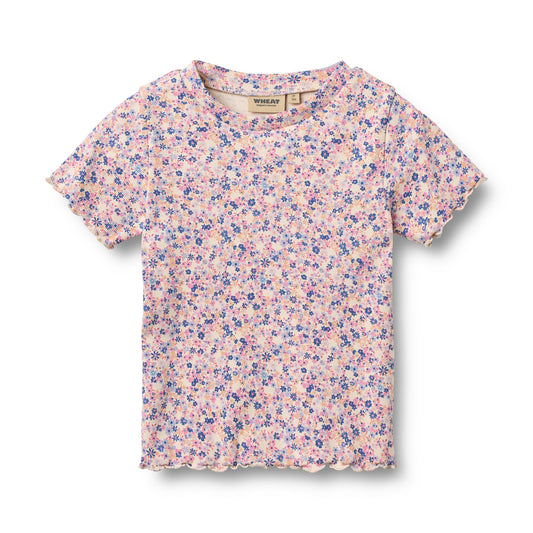 T-shirts côtelés manches courtes avec imprimé signature pour enfant