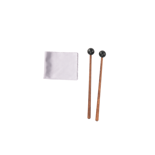 Wooden mallets and microfiber cloth for steel tongue drum
