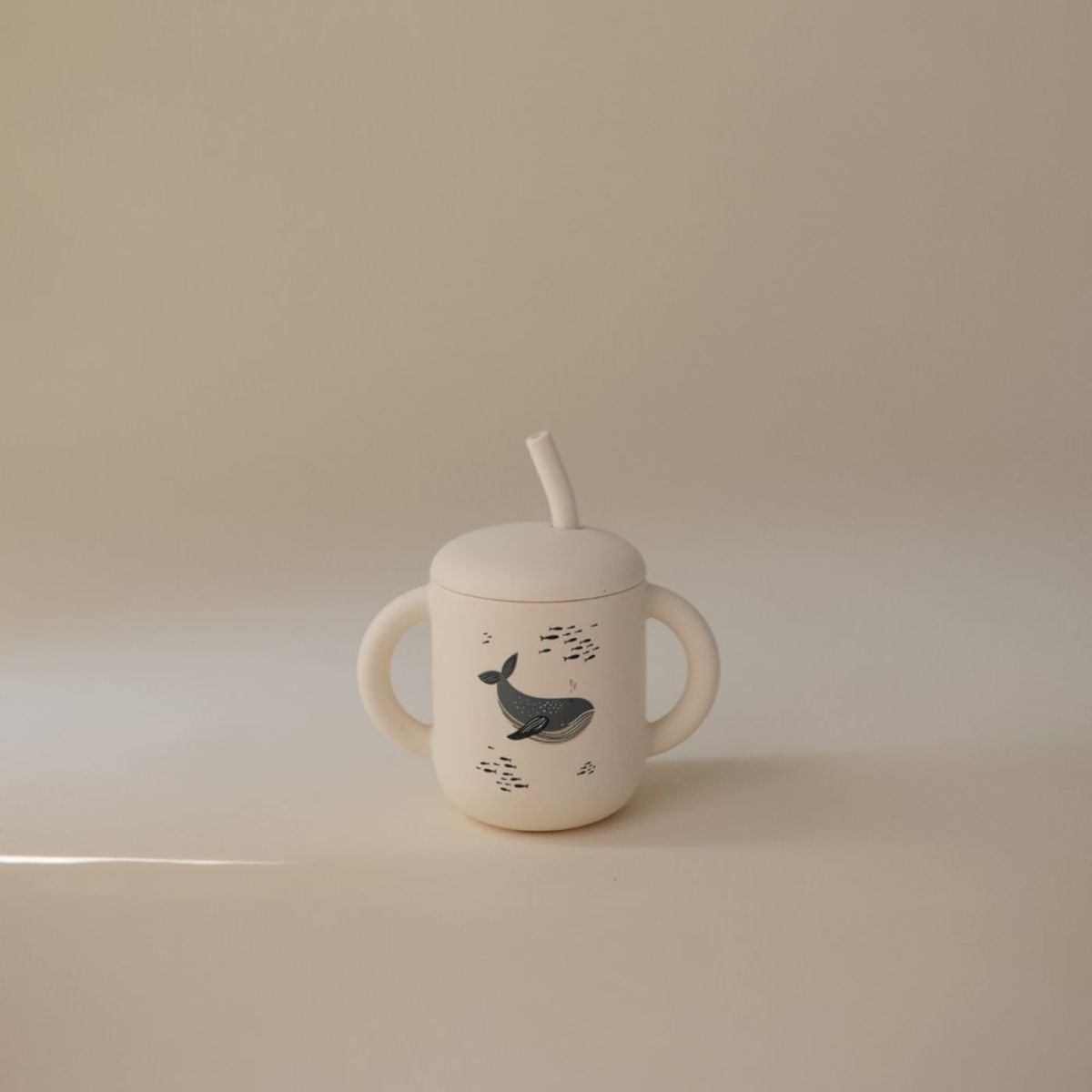Tasse d’apprentissage en silicone avec paille – Baleine