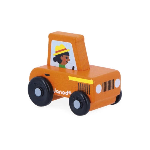 Tracteur orange en bois Campagne - Cross Roads