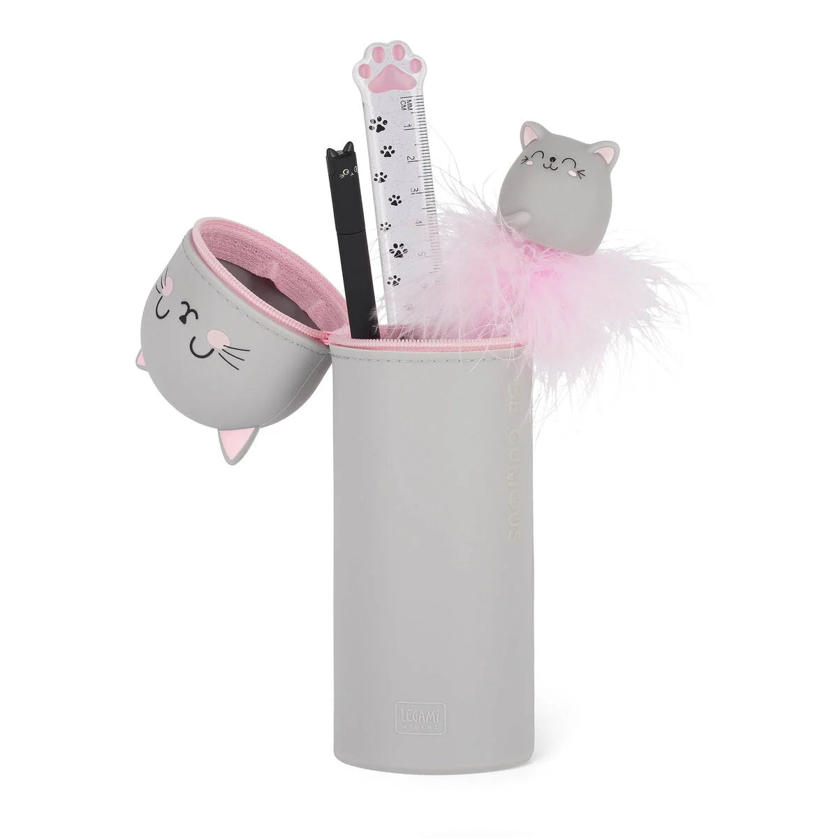Trousse 2 en 1 en Silicone Chat Kitty « Be Curious »