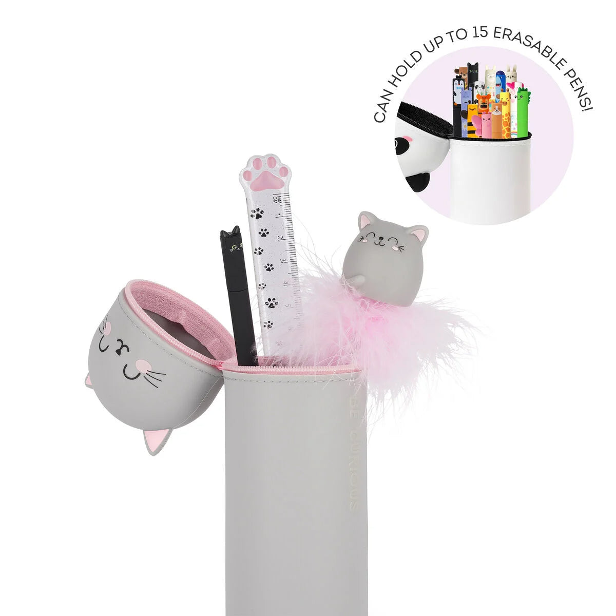 Trousse 2 en 1 en Silicone Chat Kitty « Be Curious »
