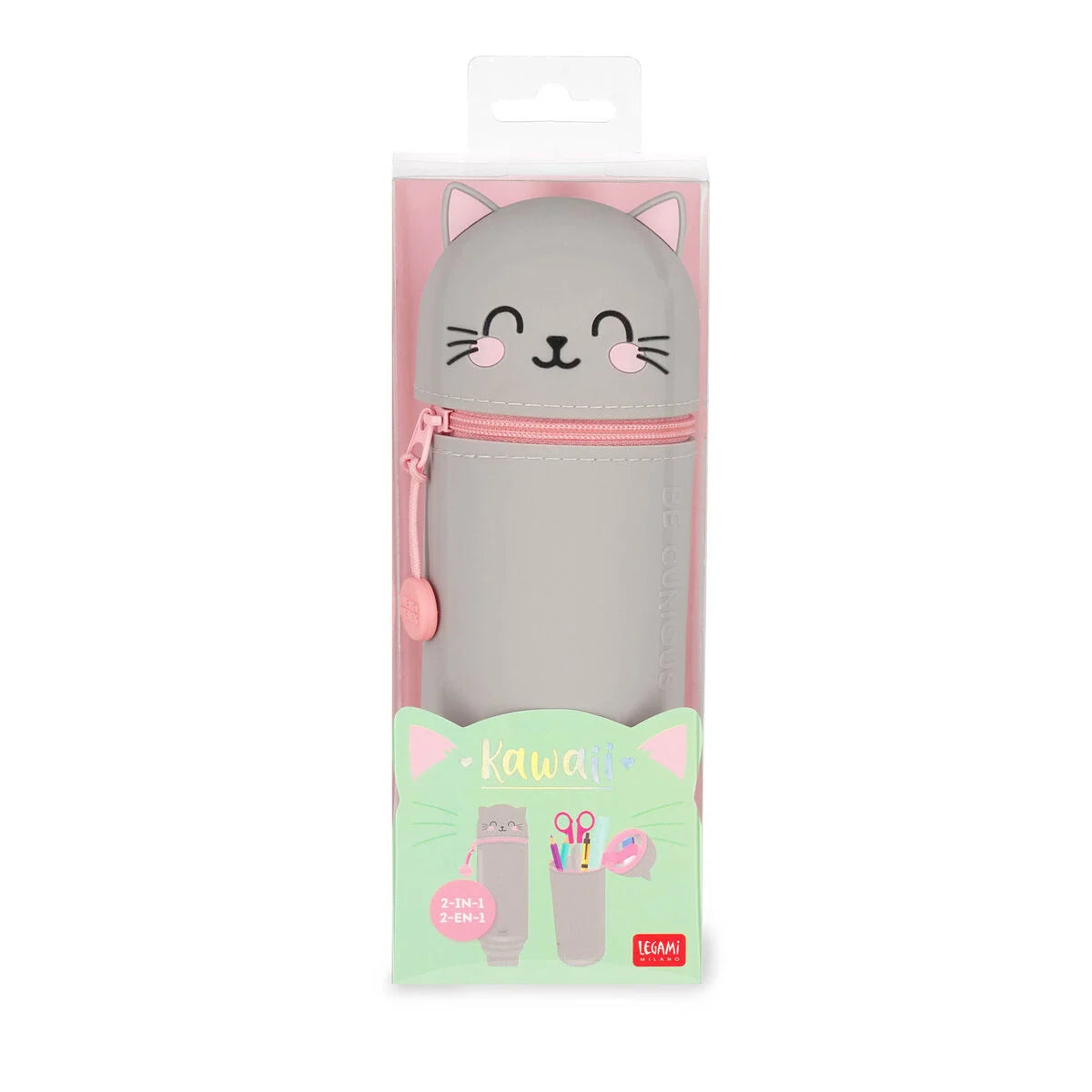 Trousse 2 en 1 en Silicone Chat Kitty « Be Curious »