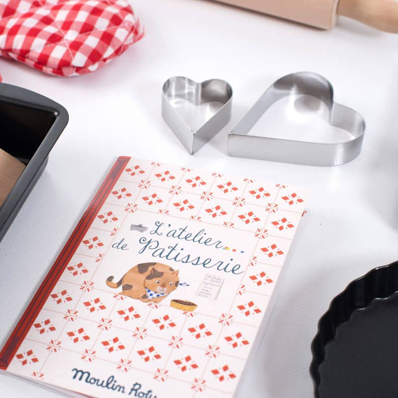 Moulin Roty pastry recipe book with heart cookie cutters