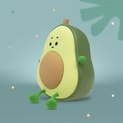 Avocado LED night light with cute face design