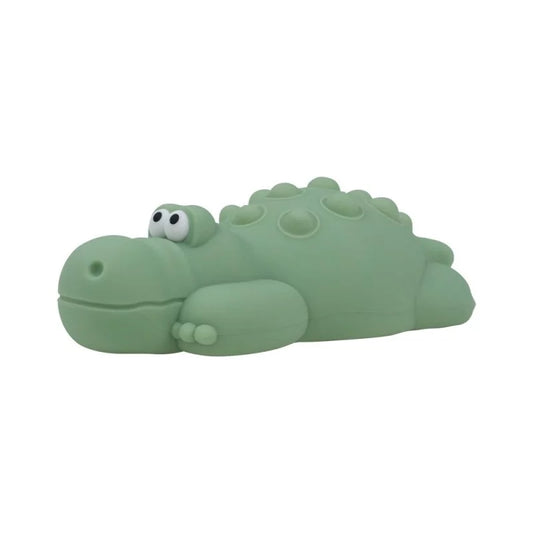 Green silicone crocodile night light with pop-it bubbles