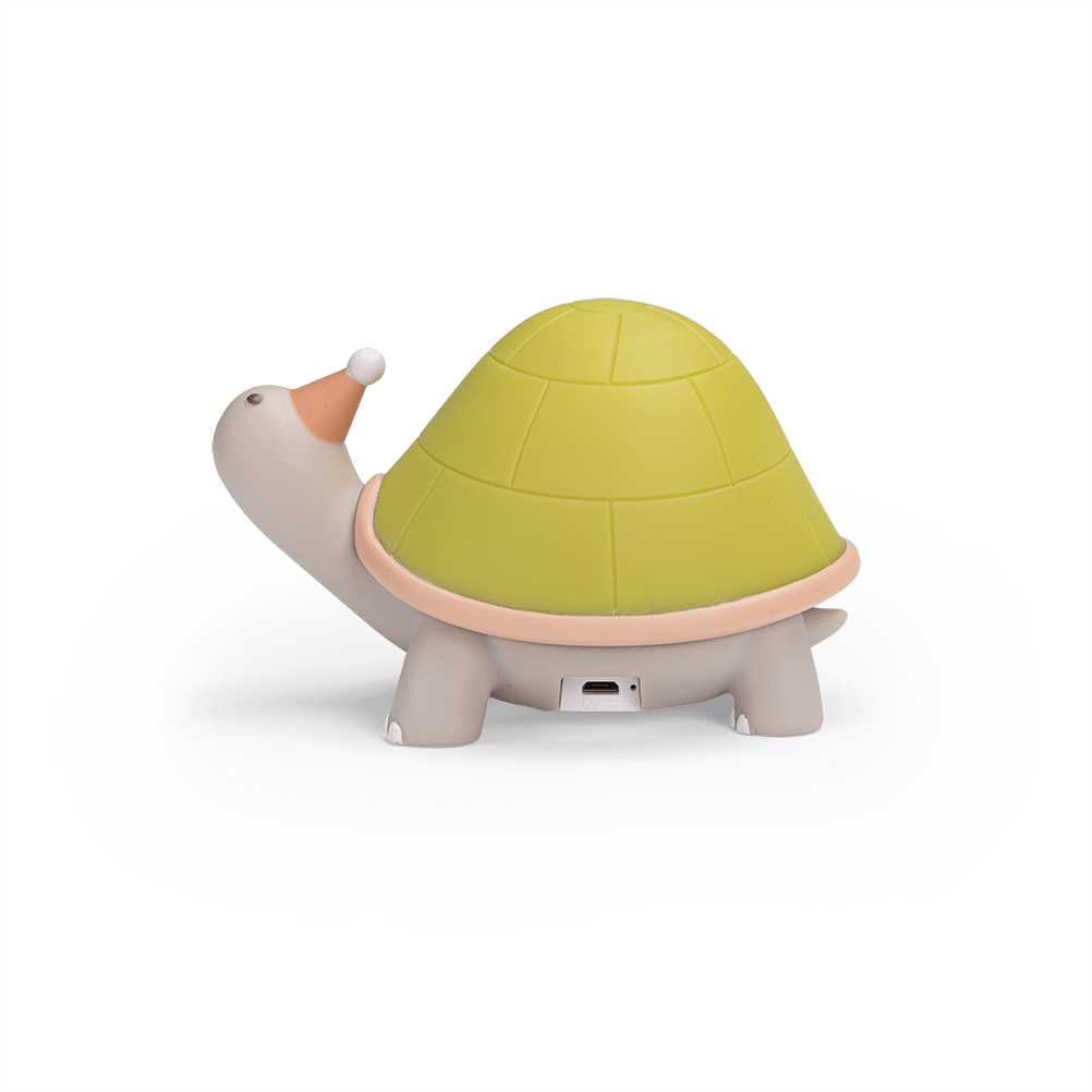 Close-up of charging port on bottom of turtle nightlight