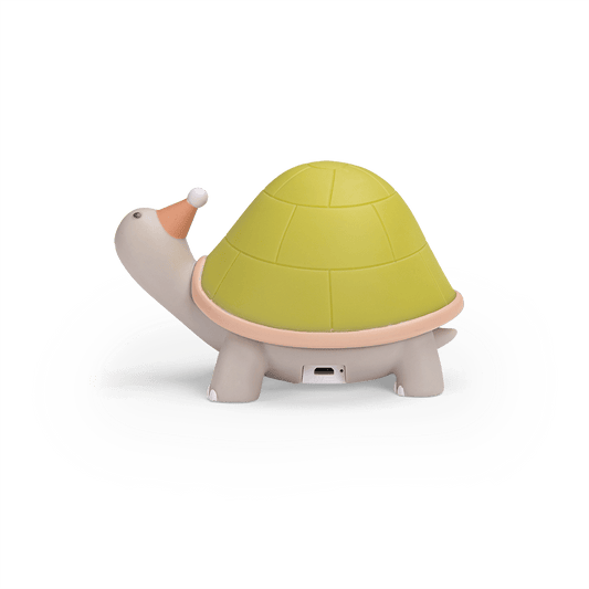 Close-up of charging port on bottom of turtle nightlight