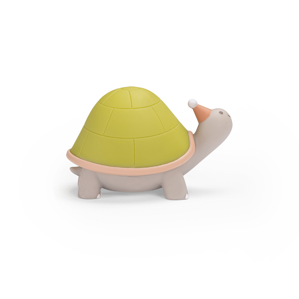 Matte grey silicone turtle nightlight with chartreuse shell
