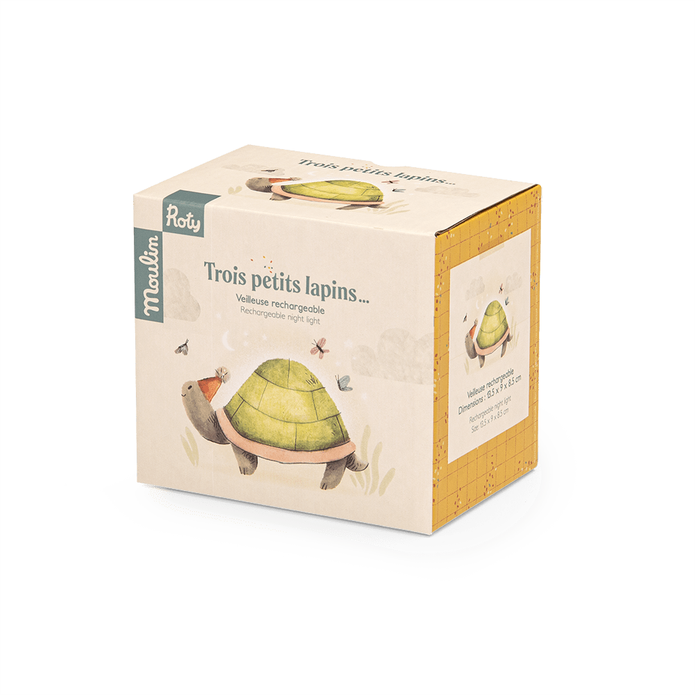 Moulin Roty turtle nightlight product box with illustration