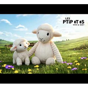 Peluche mouton Olou maman et son bébé blanc - Les Ptipotos