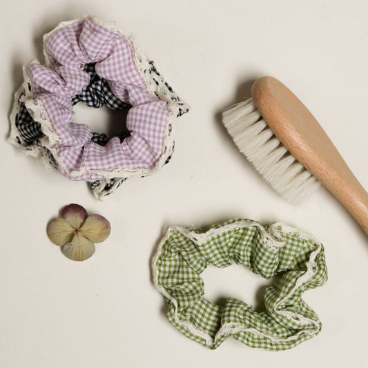 Chouchou vichy & macramé