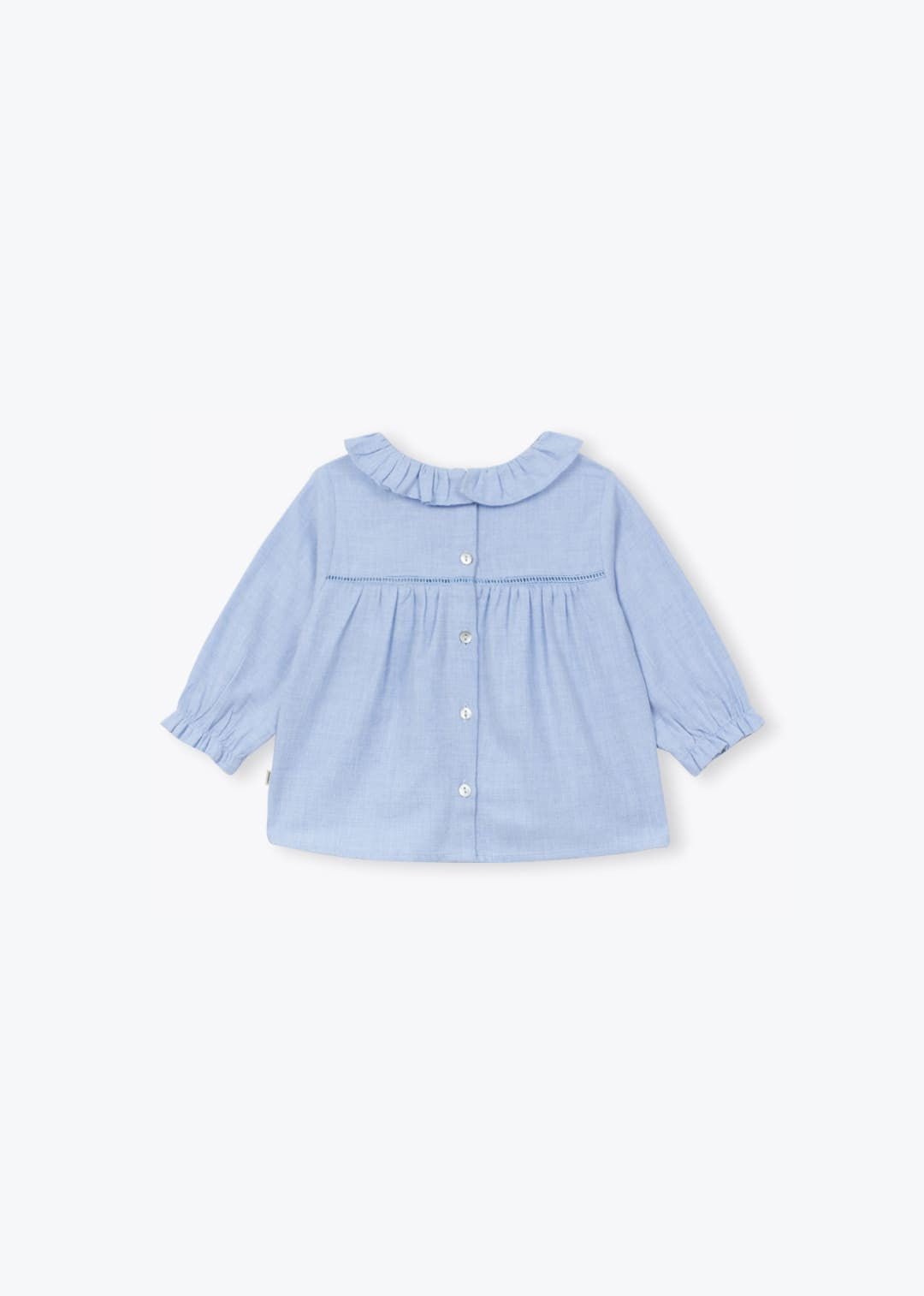 Blouse bébé broderie fleurs ciel