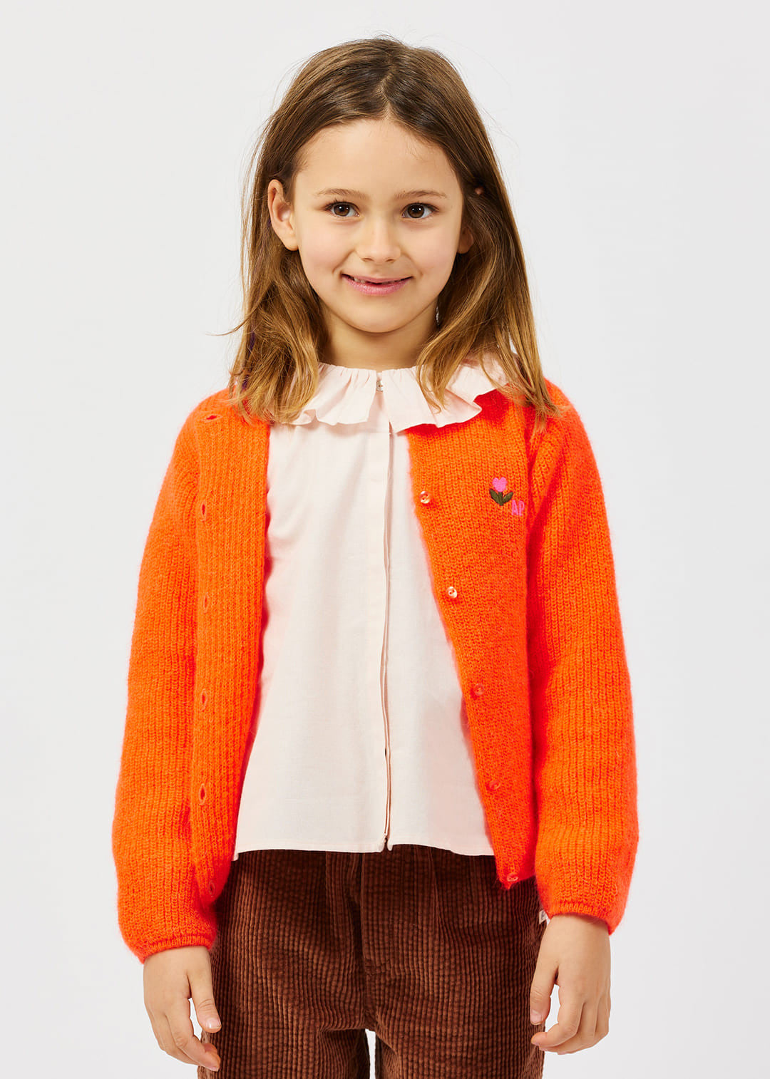 Blouse broderie Ap Coeur rose poudre