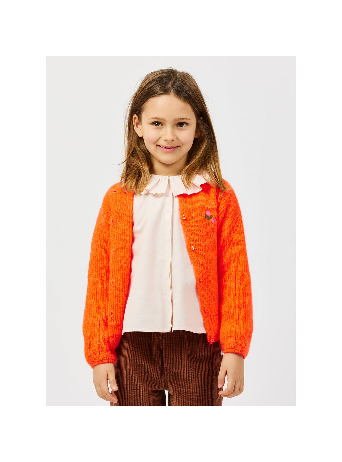 Blouse broderie Ap Coeur rose poudre