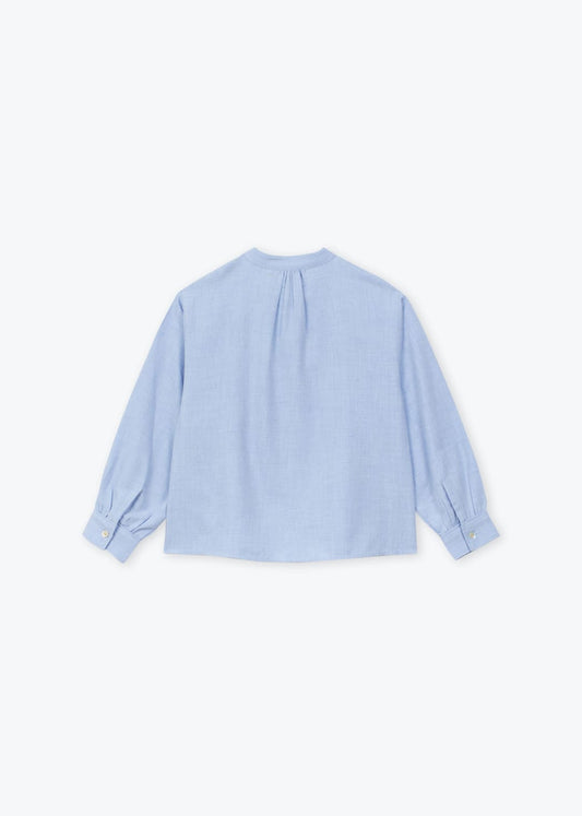Blouse brodée Fleurs ciel