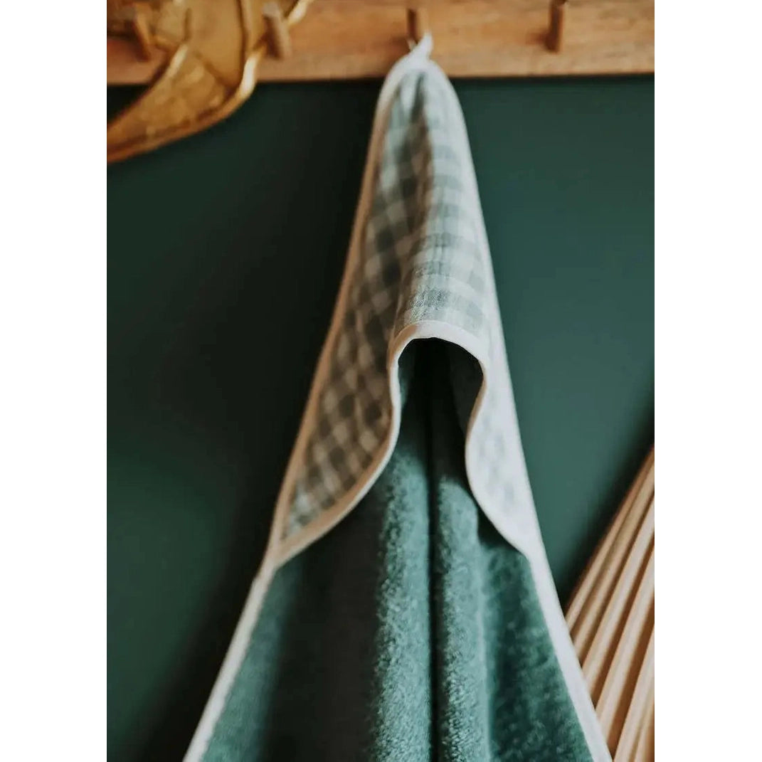 Cape de bain vichy vert de gris