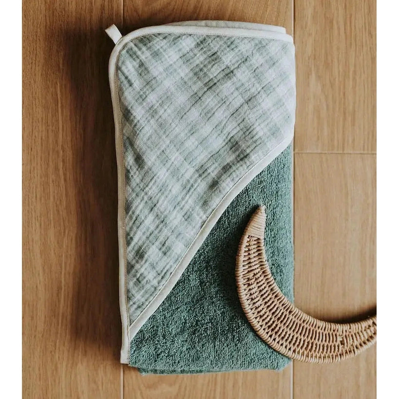 Cape de bain vichy vert de gris