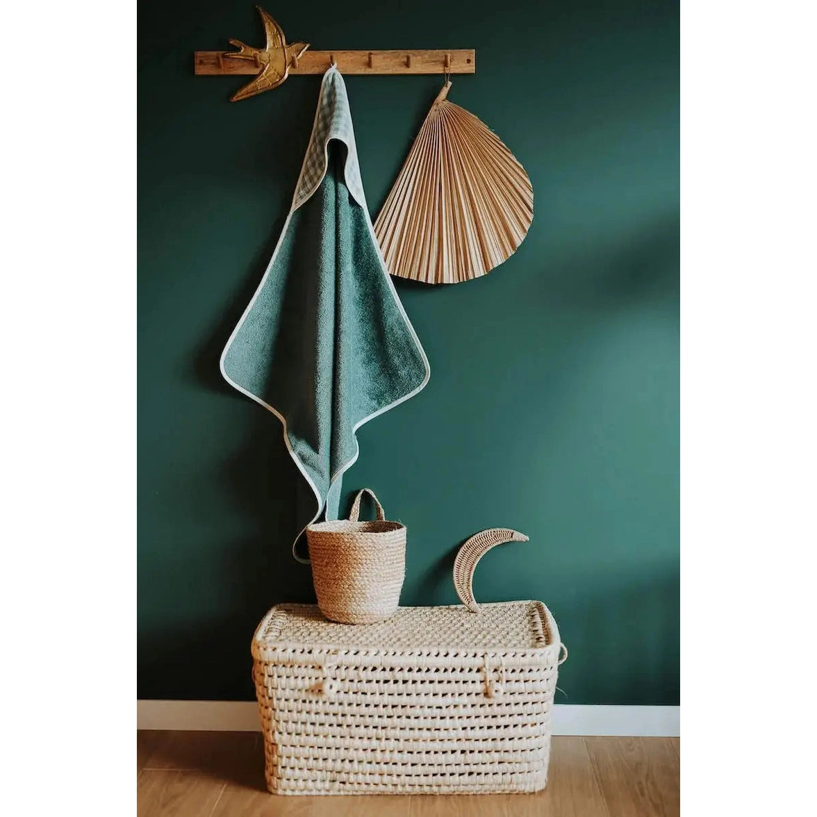 Cape de bain vichy vert de gris