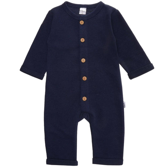 Combinaison en maille côtelée bleu marine